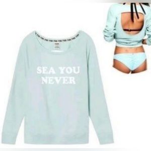 🩵NWOT VS PINK “SEA YOU NEVER” OPEN BACK SWEATSHIRT🩵